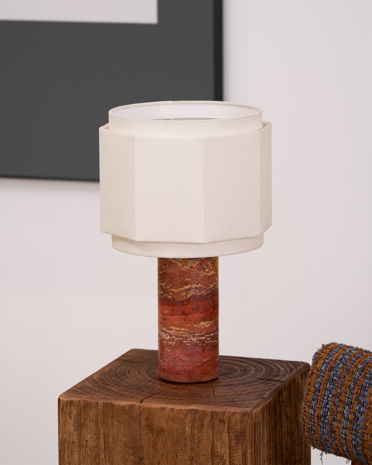Eclipse Geometric Fabric & Marble Table Lamp