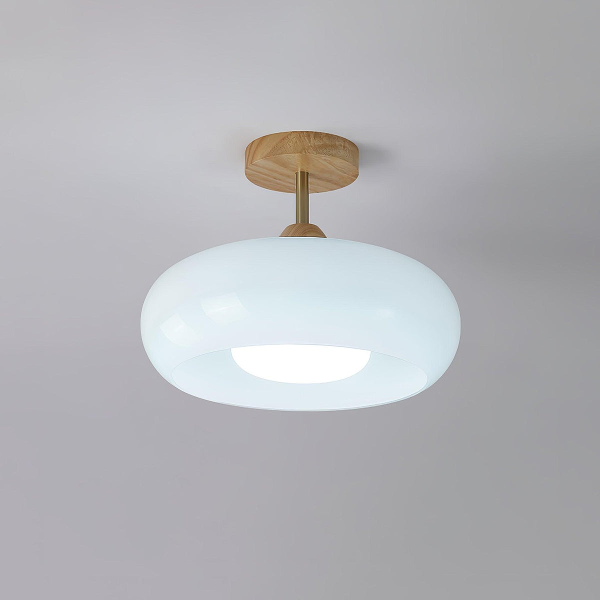 Wukugis Flush Mount Ceiling Light Glass Wood &Orange&White