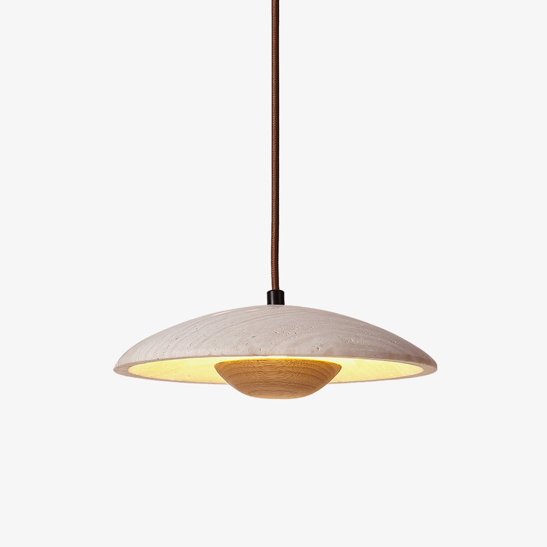 Bax Wide-Brim Travertine Pendant Light