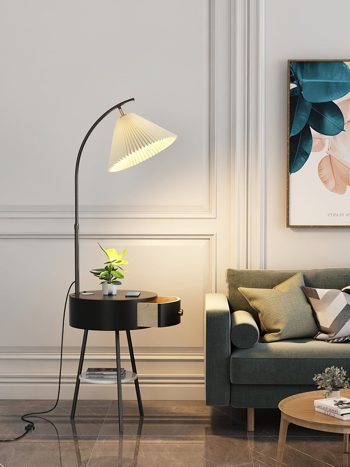 Arcora Pleated Arc Floor Light