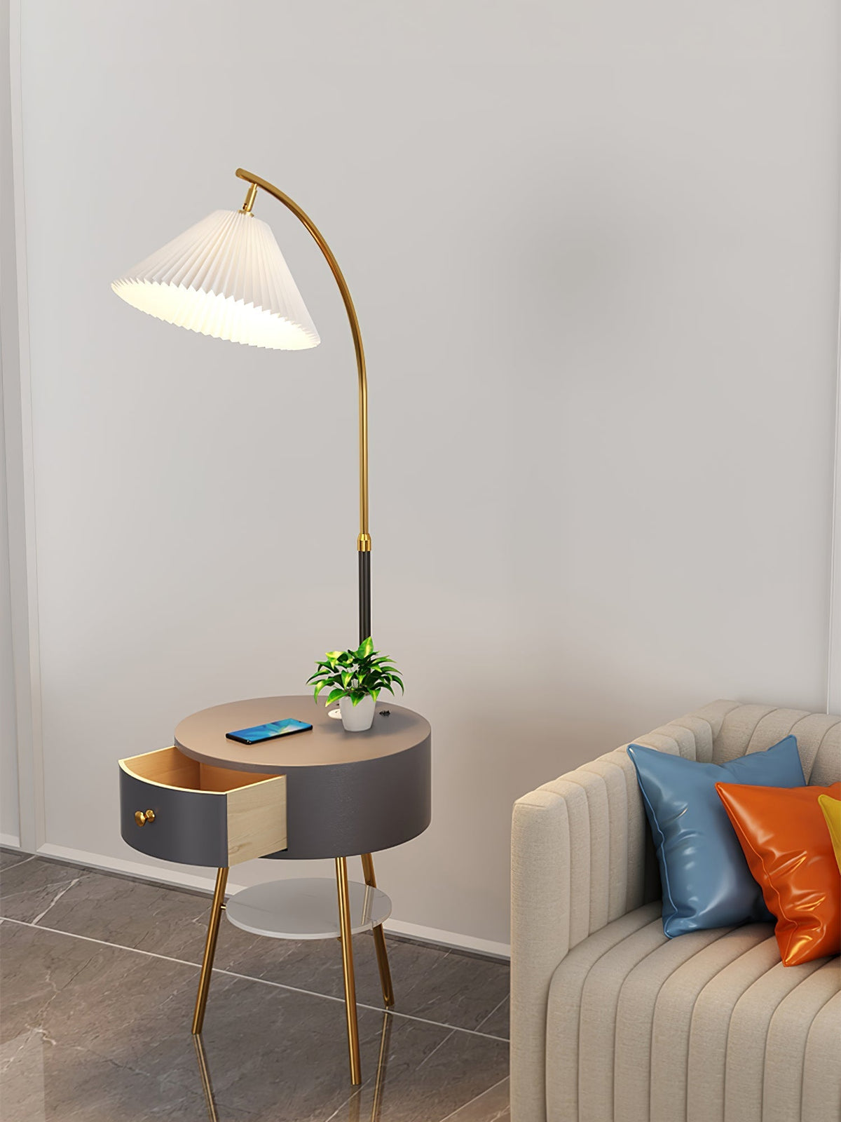 Arcora Pleated Arc Floor Light