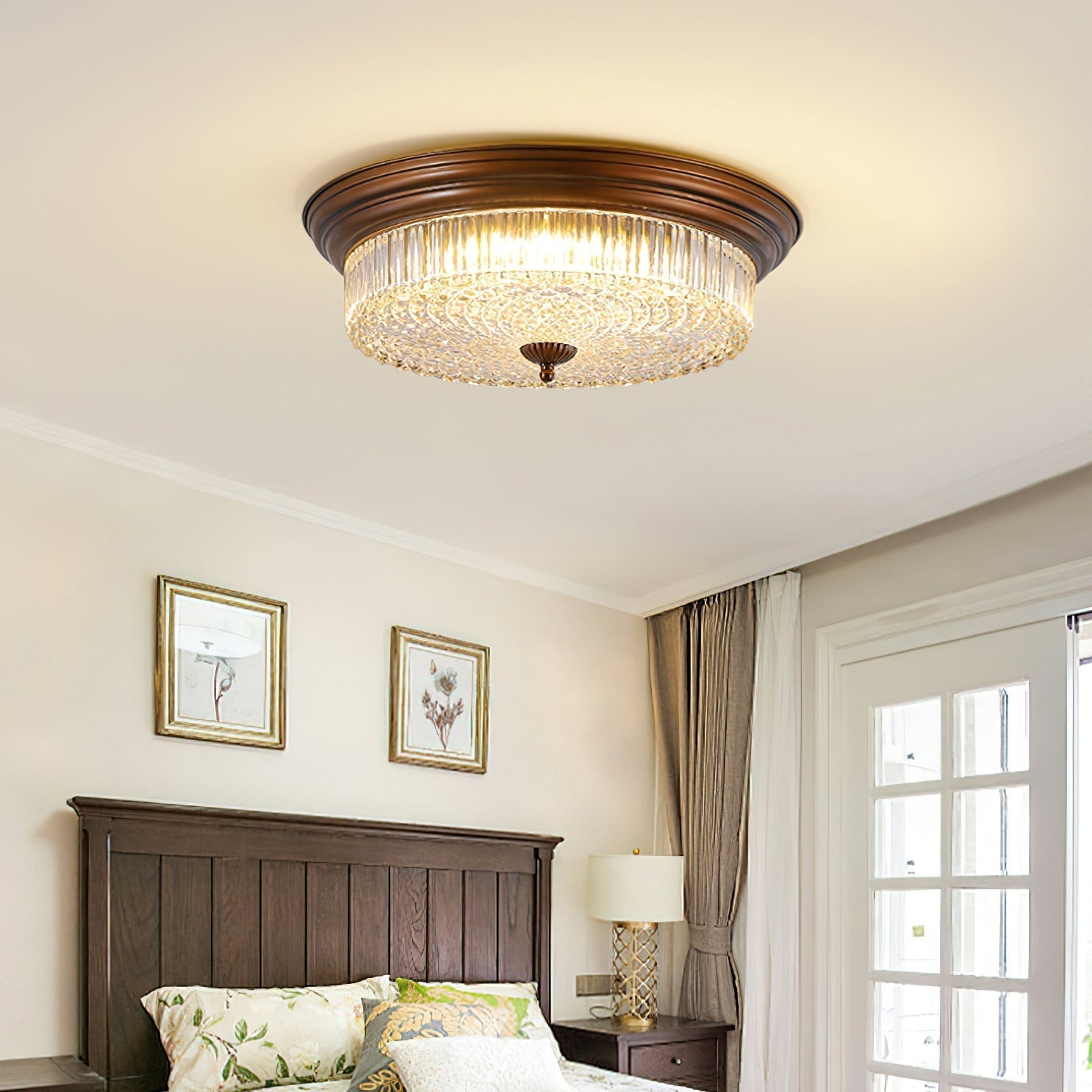 Ulcarir Retro Glass Flush Ceiling Lamp