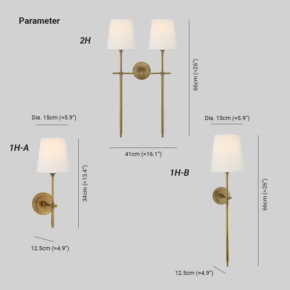 Dotores Wall Lamp Brass Fabric