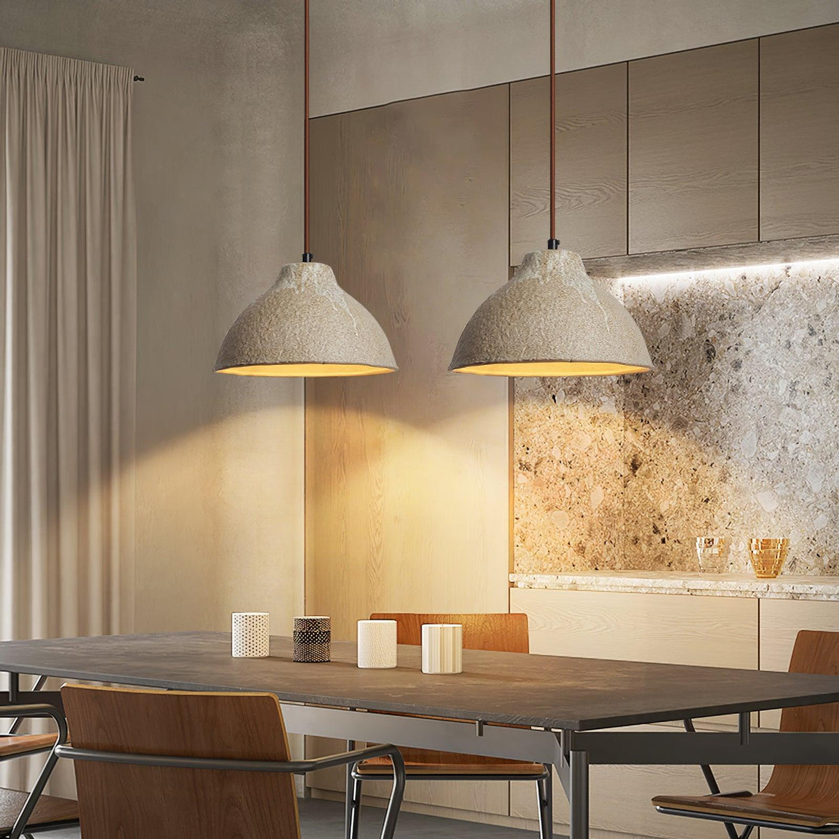 Aldaia Retro Ceramic & Wood Pendant Lamp