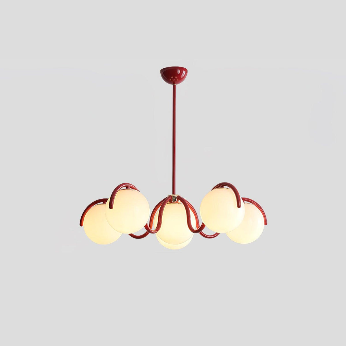 Zapiler Curve Linear Chandelier Red&Silver