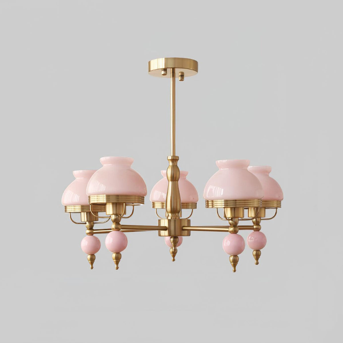 Chandelier Glass and Metal Fixture for Dining or Living Room Vintage