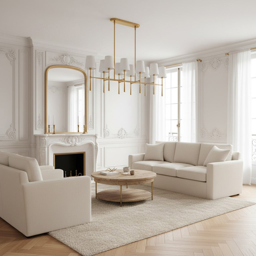 Modern Double Linear Brass Chandelier