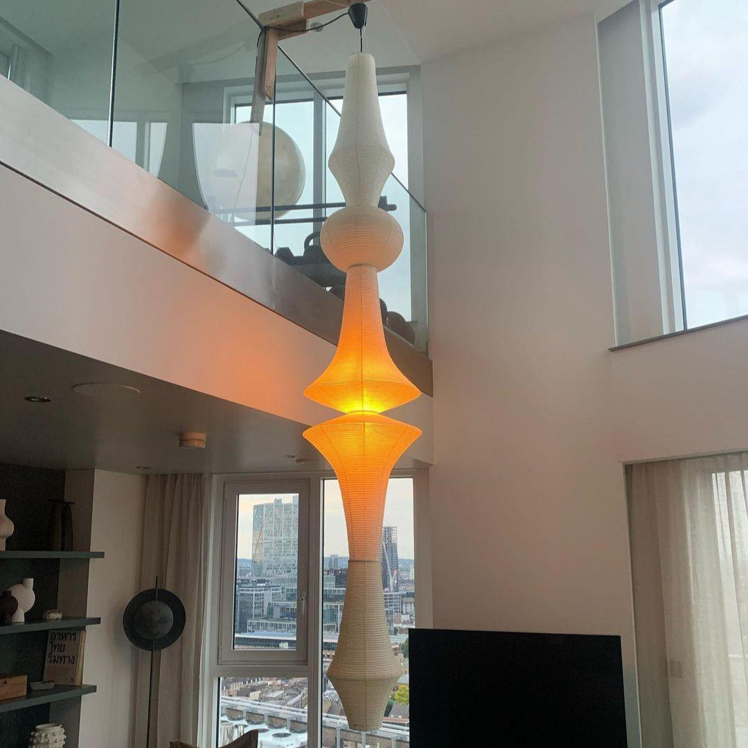 Cesekal Sculptural Paper Vertical Pendant Light