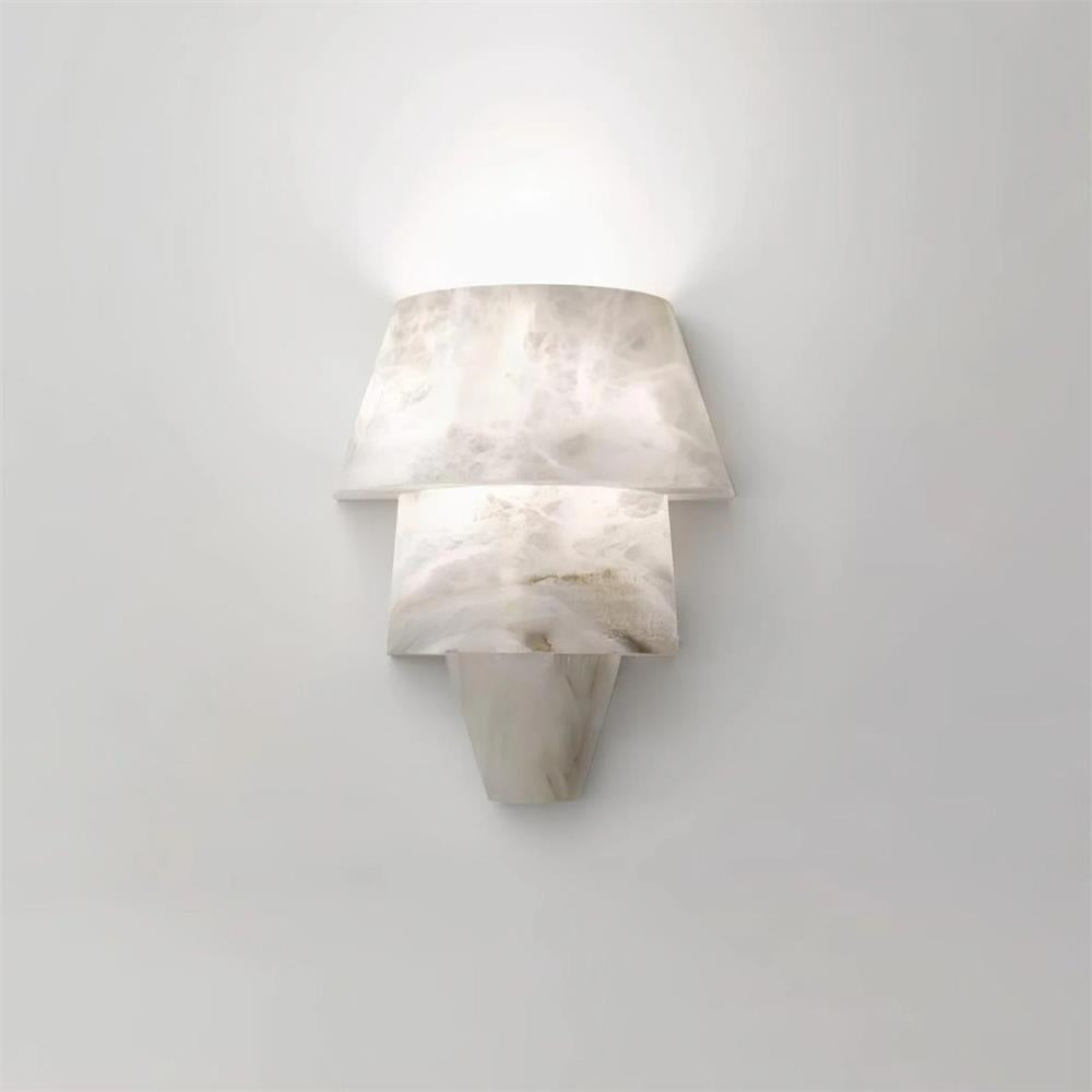 Alvian Wall Lamp Elegant White Alabaster Tiered