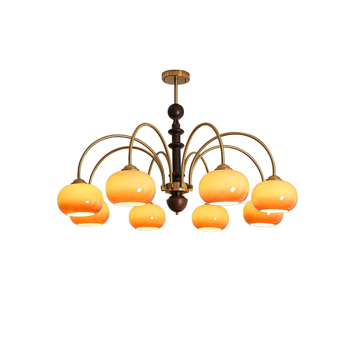 Calveth Chandelier Brass Glass Persimmon Shape