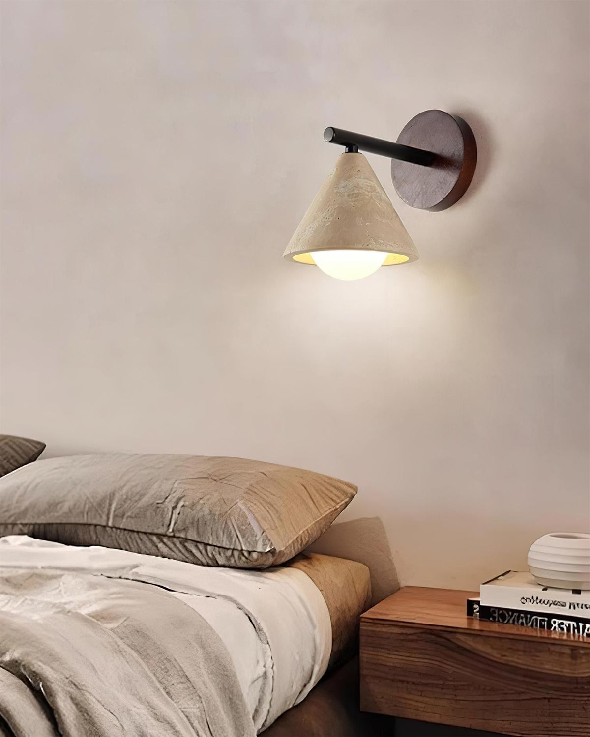 Varen Wall Lamp  triangular cone-shaped travertine