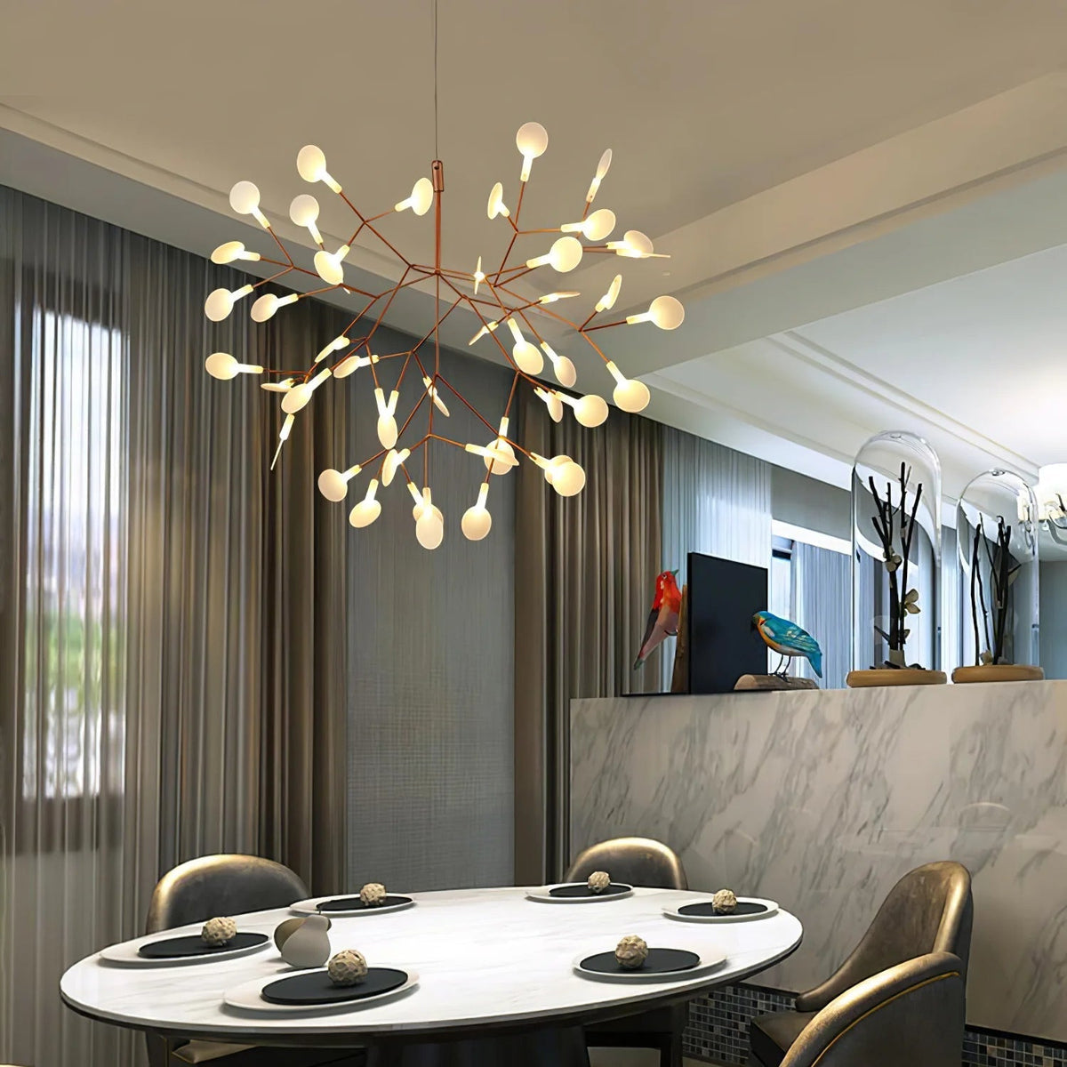 Hovepit Unique Sputnik Art Deco Firefly Chandelier. Living Room/ Bedroom
