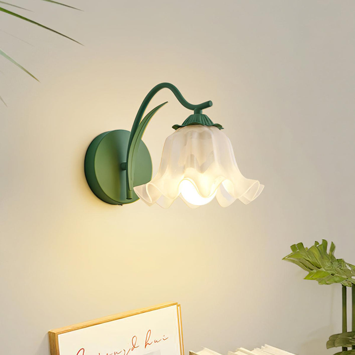 Lily Wall Lamp Botanical Whimsy Green Stem