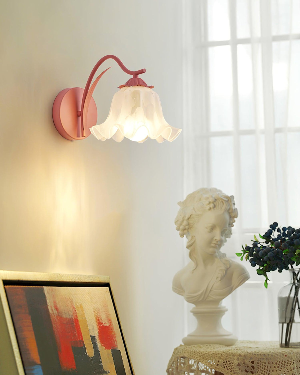 Lily Wall Lamp Botanical Whimsy Green Stem