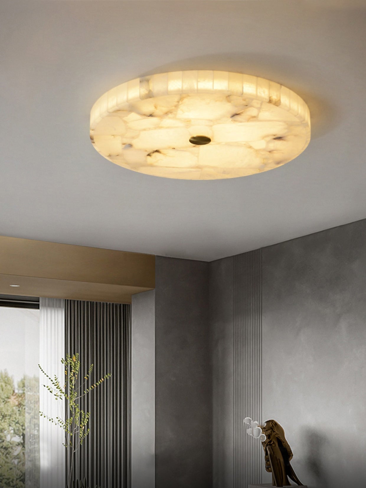 Vosilis Round Alabaster Ceiling Lamp