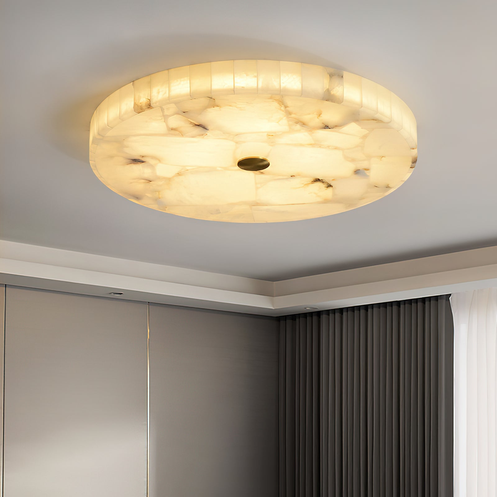 Vosilis Round Alabaster Ceiling Lamp