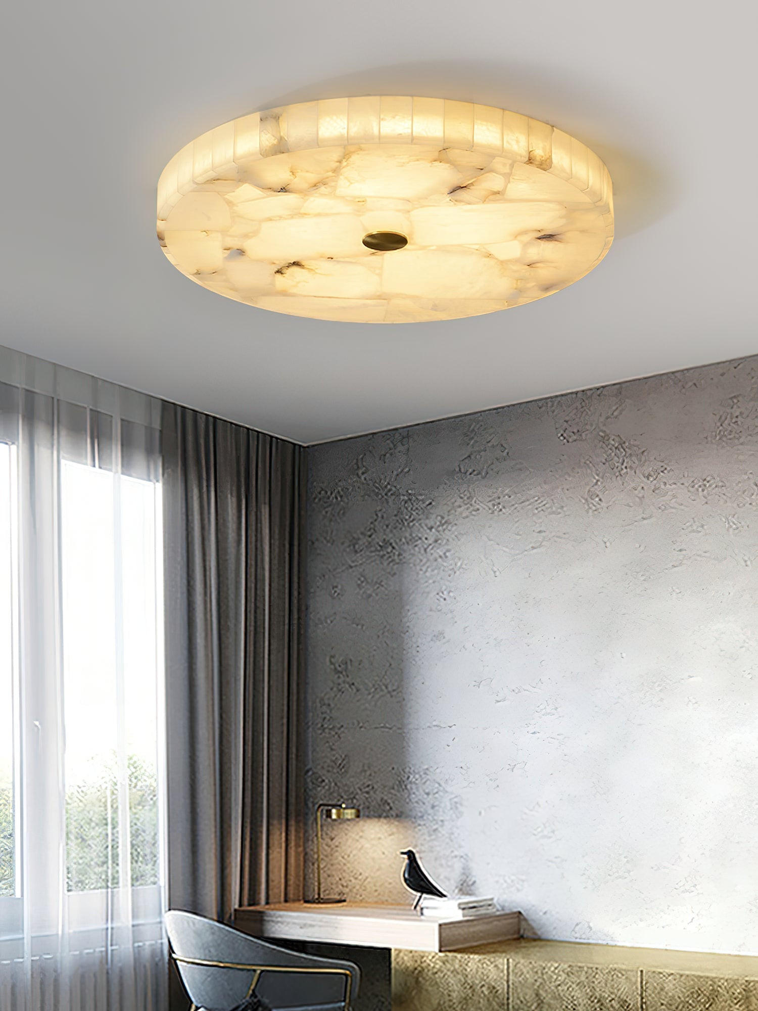 Vosilis Round Alabaster Ceiling Lamp