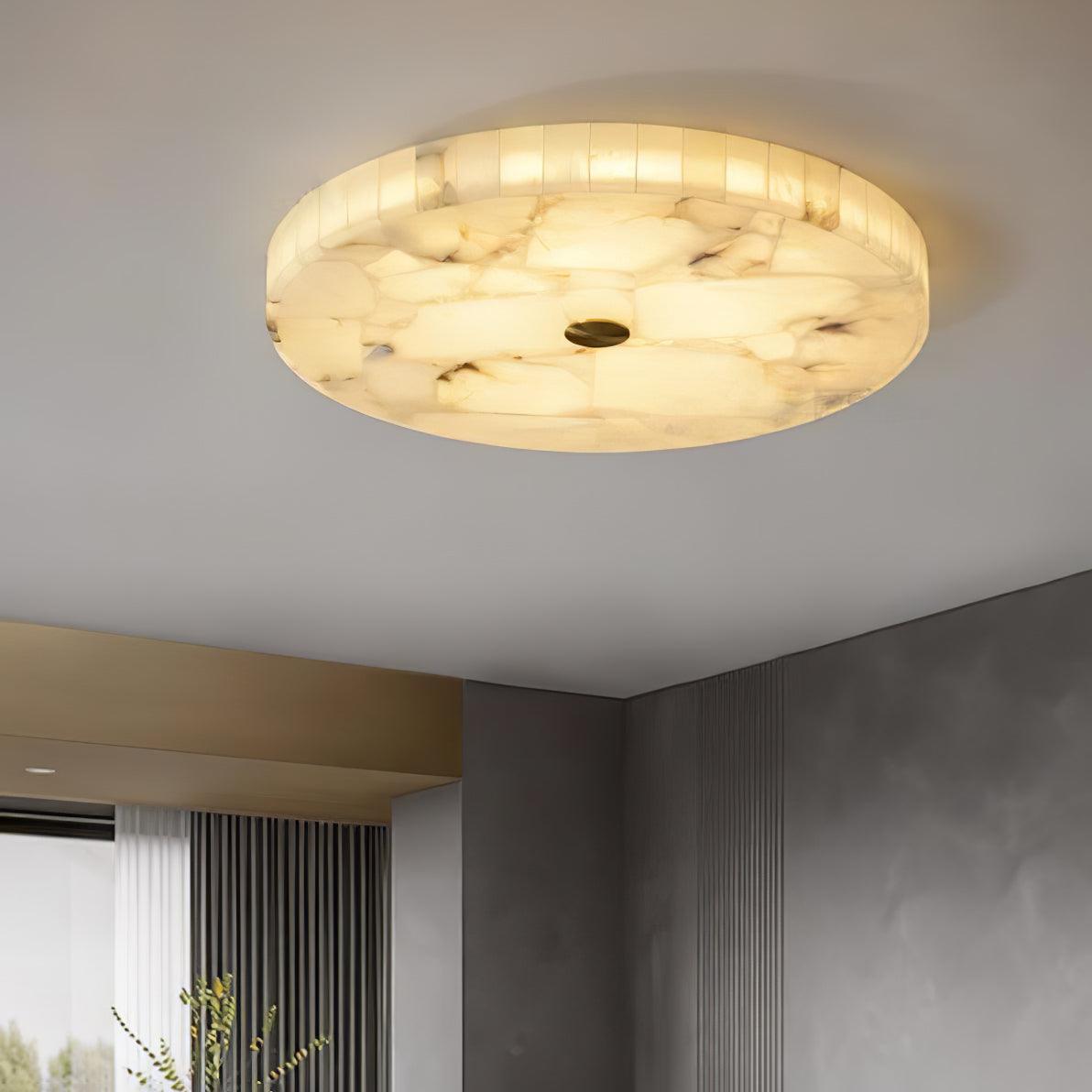 Ciphayra Round Mosaic  Alabaster Ceiling Light