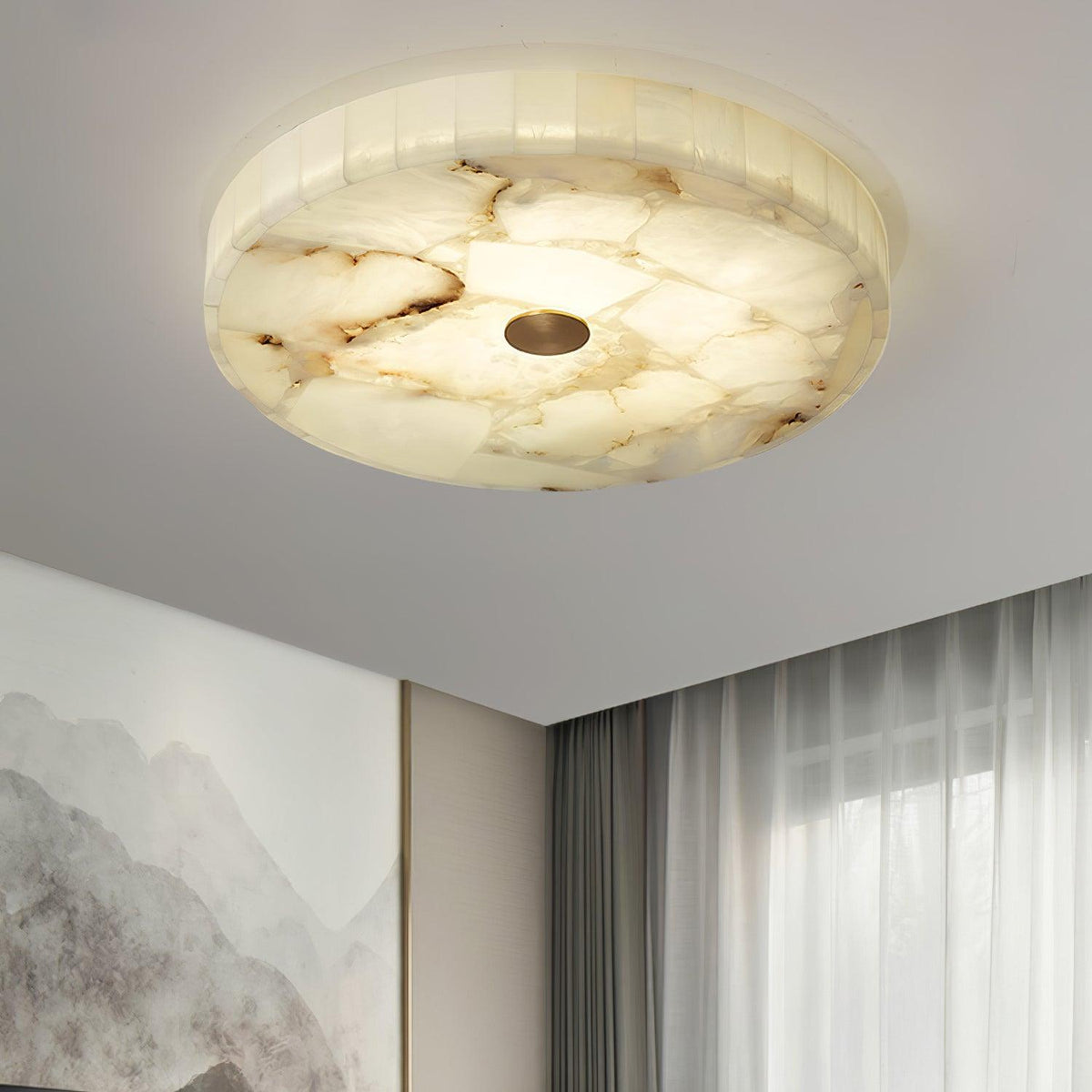 Ciphayra Round Mosaic  Alabaster Ceiling Light