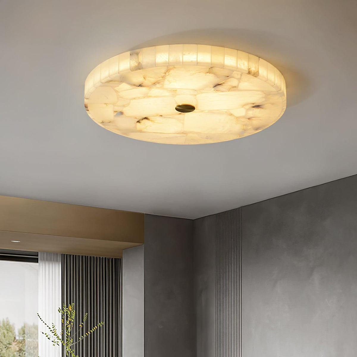 Norshire Round Alabaster Flush Mount Ceiling Light