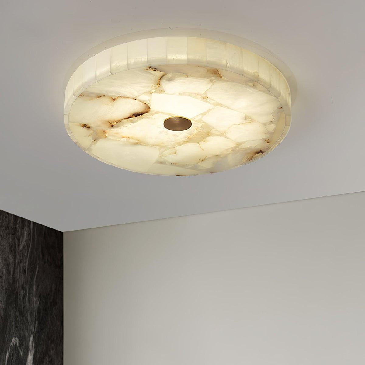 Norshire Round Alabaster Flush Mount Ceiling Light