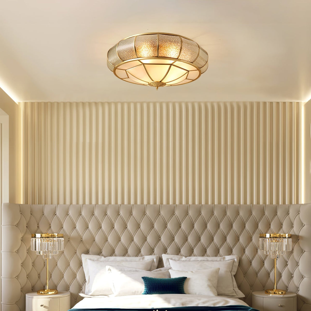 Zothaus Traditional Round Textured Glass Ceiling Light