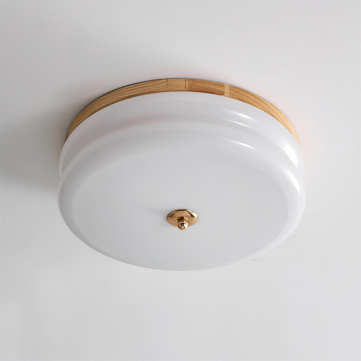 Cora Ceiling Light Double-Layer Glass Disc Walnut Minimalist