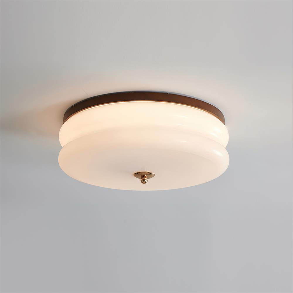 Cora Ceiling Light Double-Layer Glass Disc Walnut Minimalist