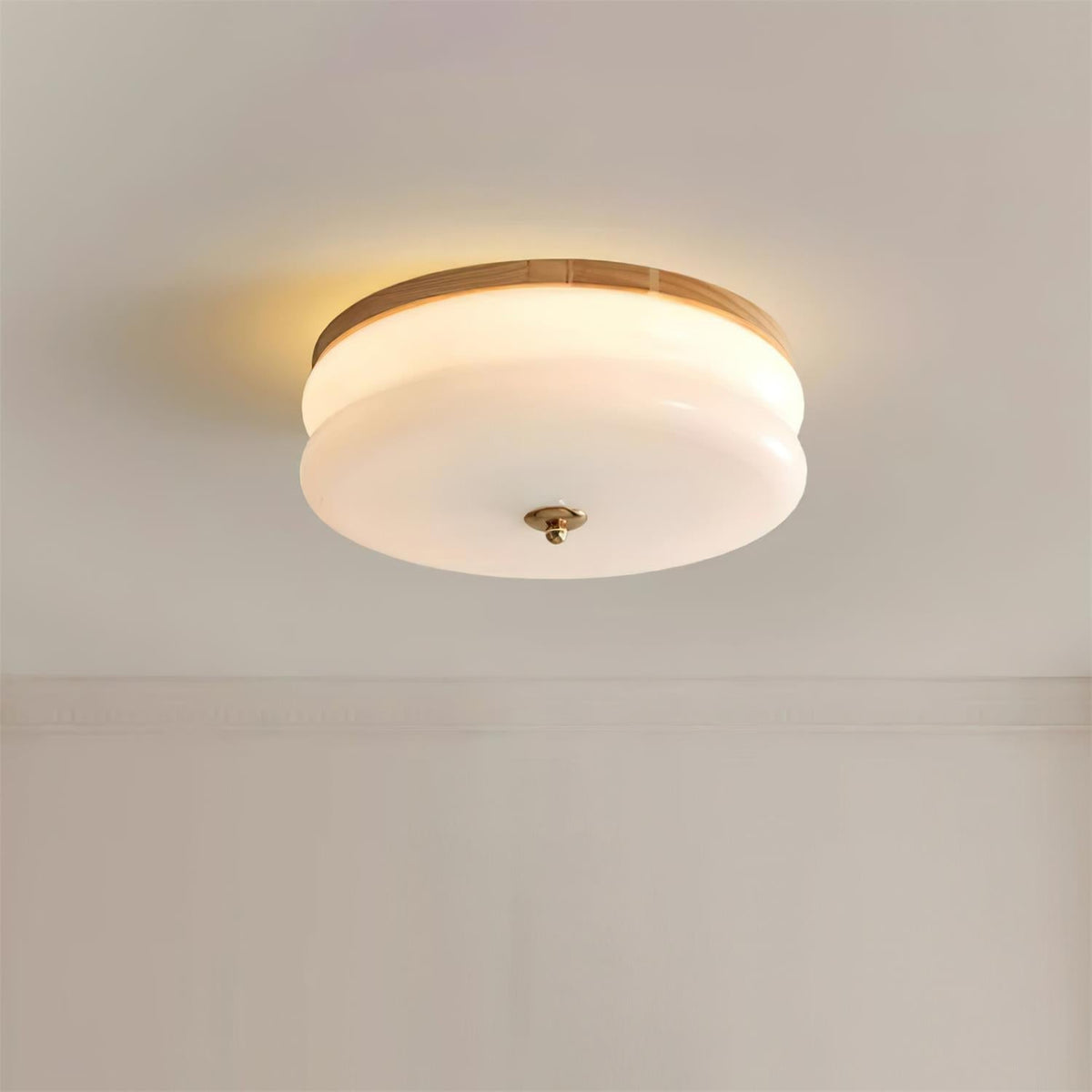 Cora Ceiling Light Double-Layer Glass Disc Walnut Minimalist