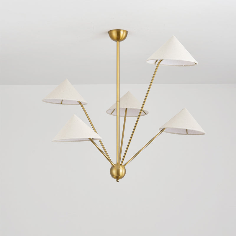 Zopidum Retro Simple LED Chandelier Metal Brass 5 Light Living Room/Kitchen