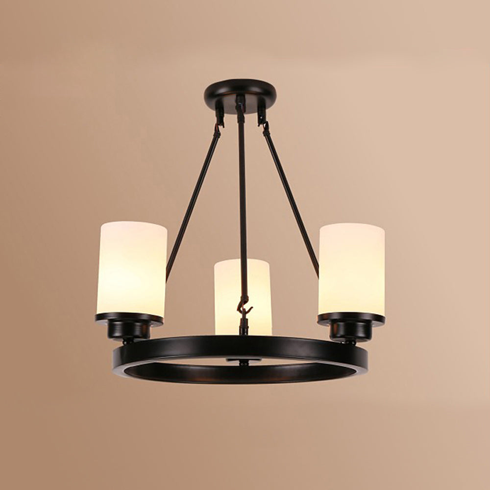 Ribonat Retro Black Metal/Glass Chandelier for Living Room