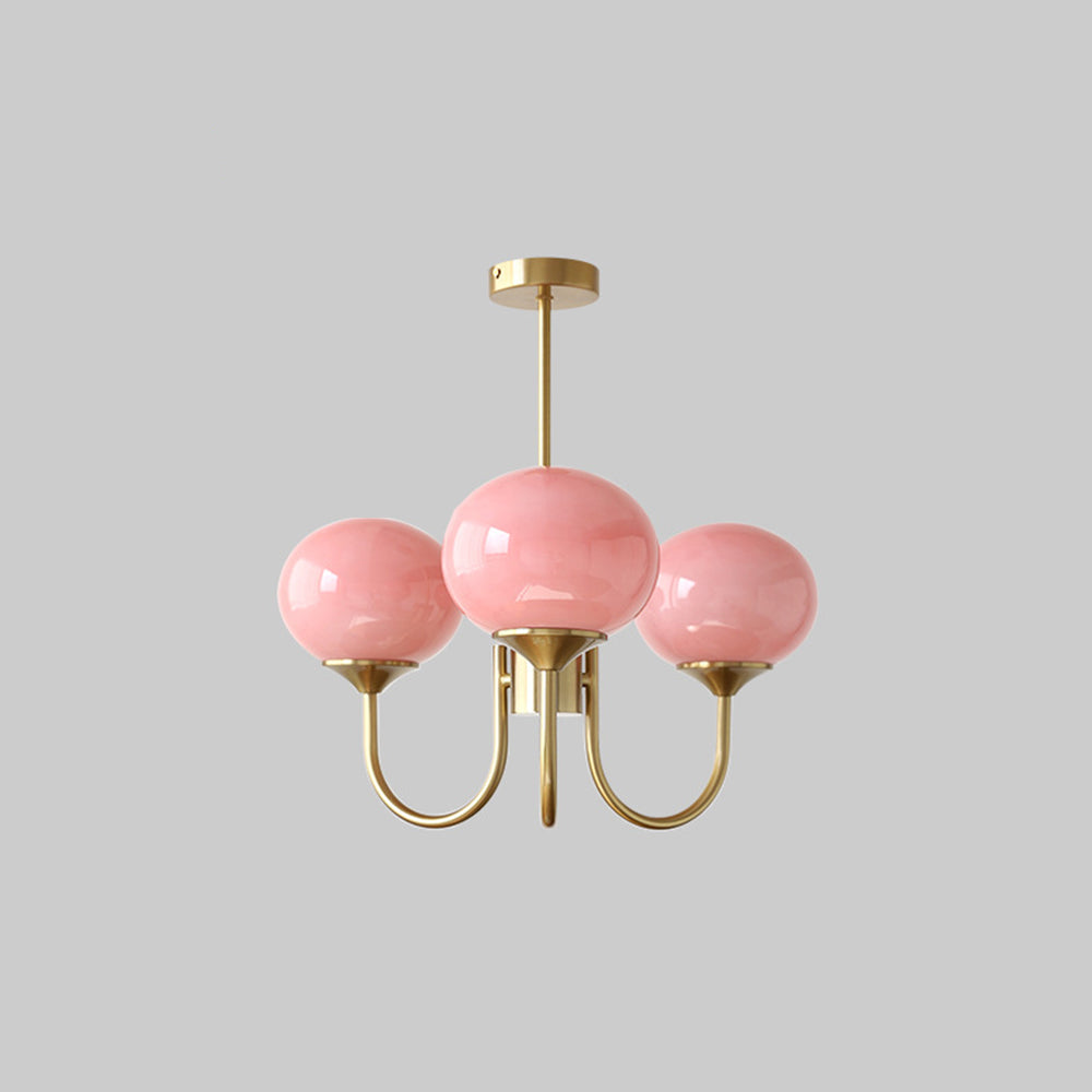 Zonepir Retro Art Deco Globe Chandelier, White/Pink/Beige