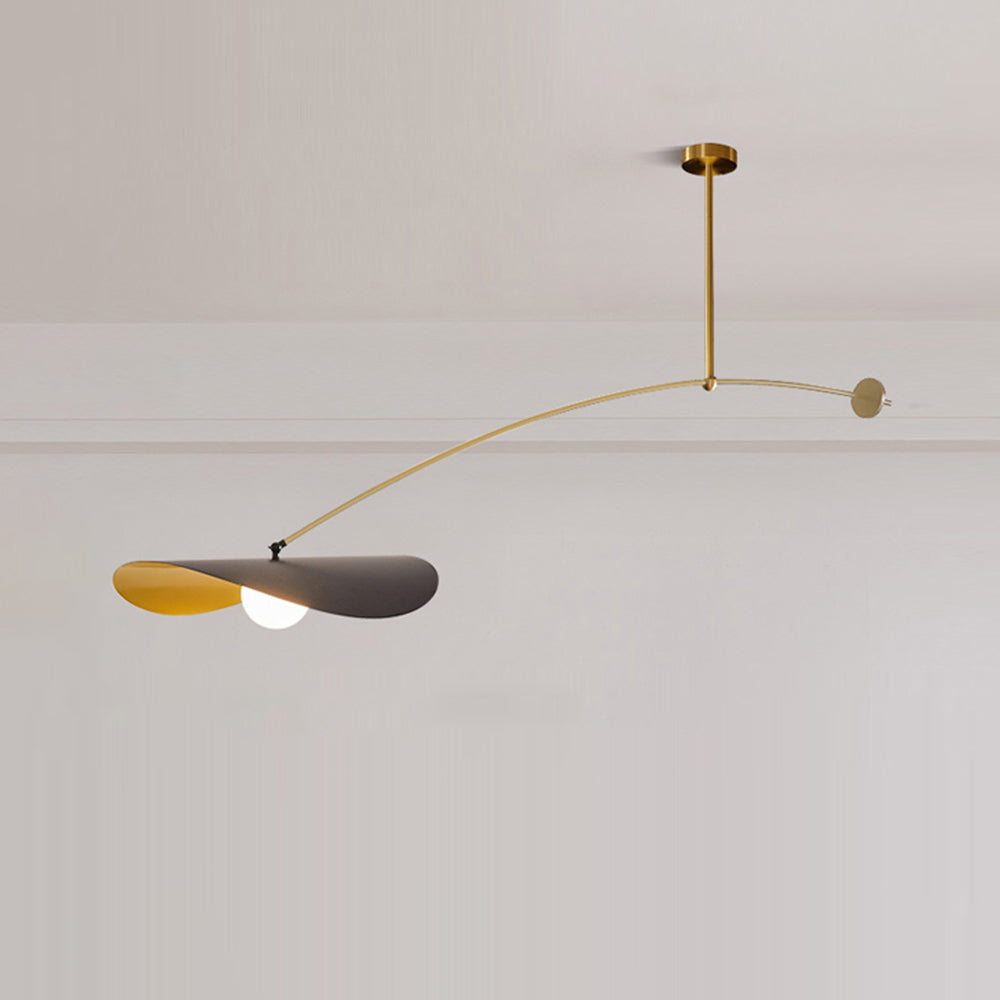 Saneles Minimalist Lotus Leaf Shaped Metal Pendant Light, Black/Gold