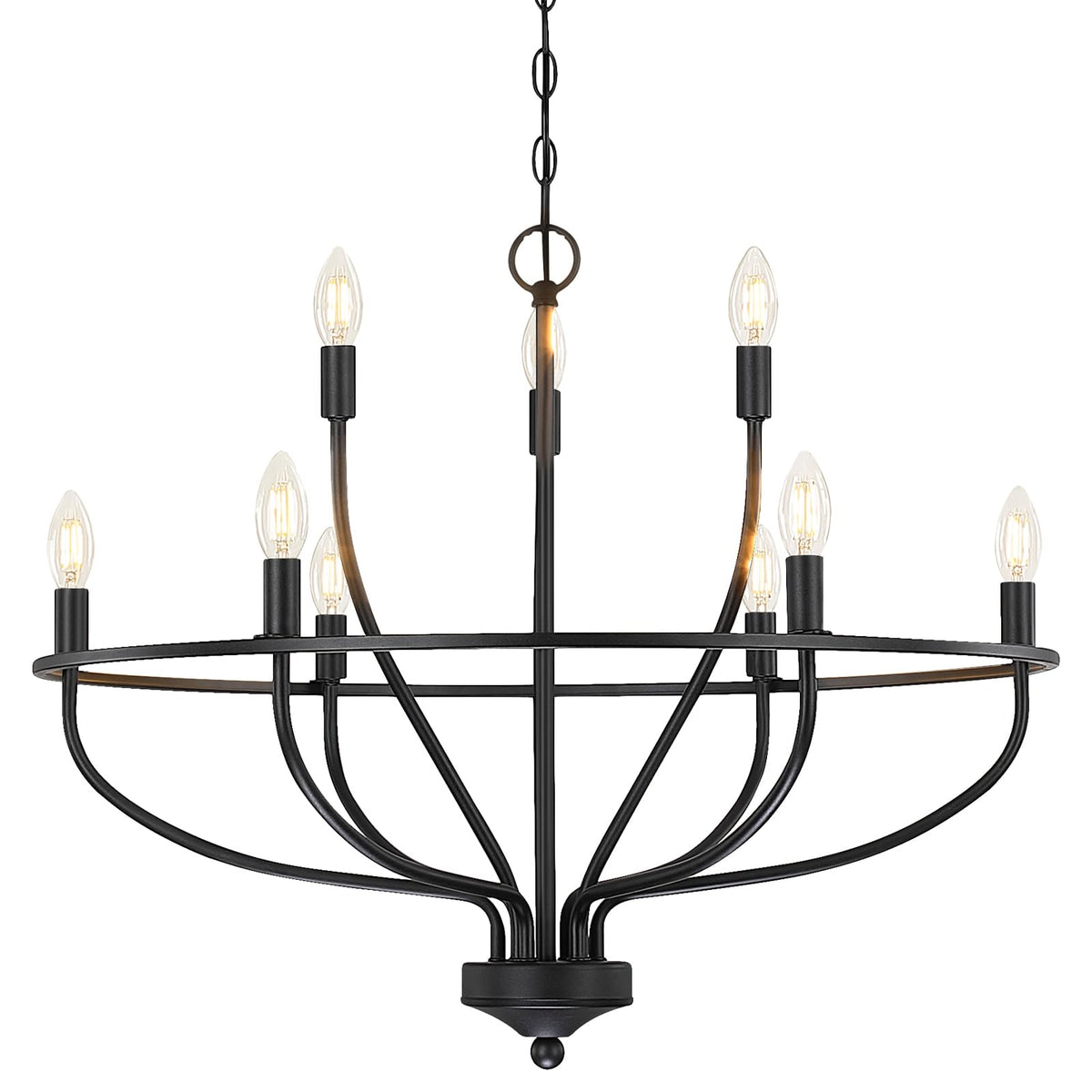 Zusedad Industrial Metal Candle Chandelier Black/Champagne Living Room/Bedroom