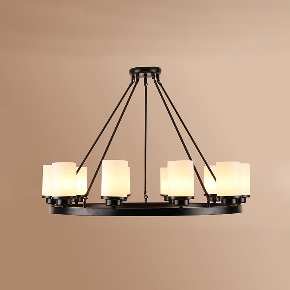 Ribonat Retro Black Metal/Glass Chandelier for Living Room