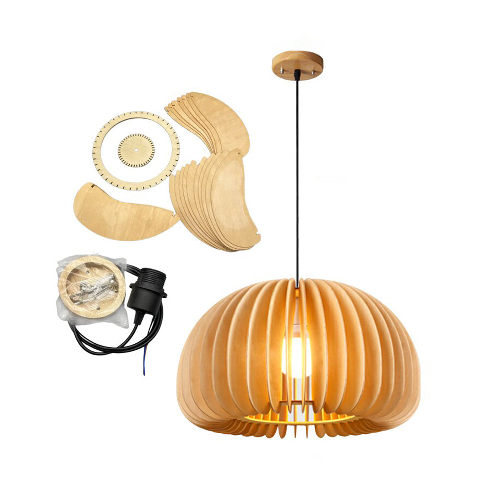 Lusebit Pumpkin Pendant Light, Wood