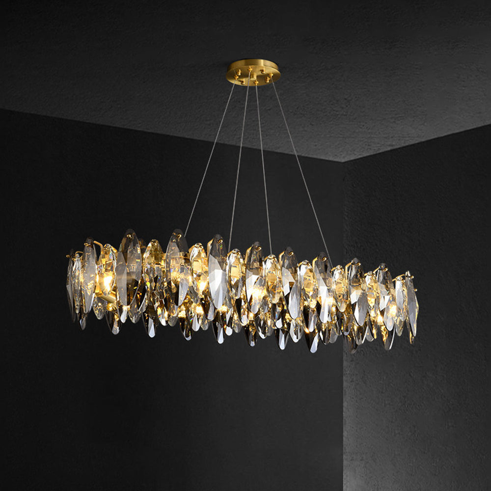 Lobakuk Modern Annular Metal Crystal Pendant Light,Gold
