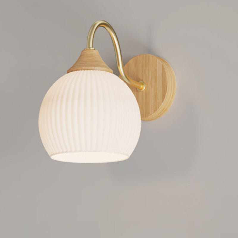 Banobek Nordic Minimalist Indoor Wall Lamp Glass Wood Bedroom Balcony