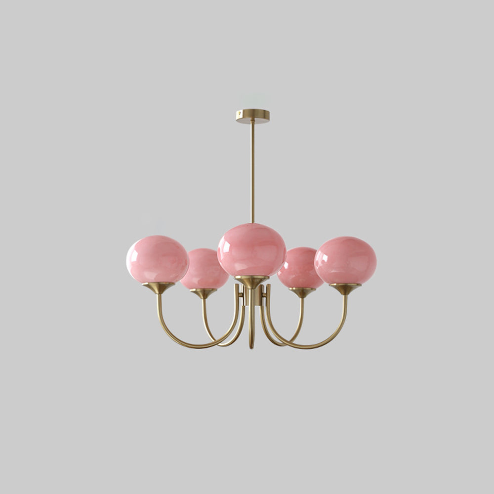 Zonepir Retro Art Deco Globe Chandelier, White/Pink/Beige