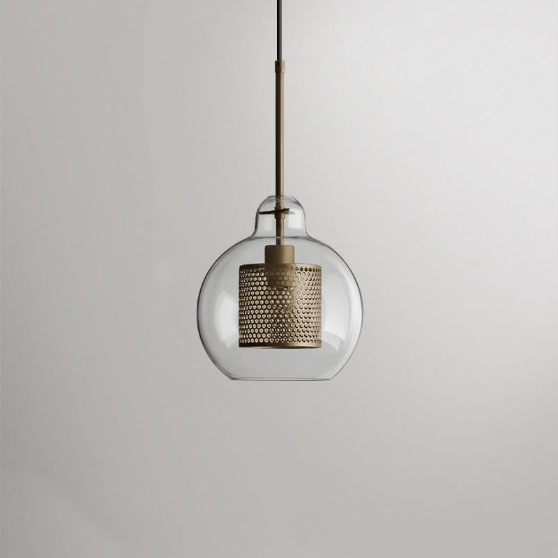 Nerel Contemporary Golden Pendant Light, Glass, Globe/Cylindric-Neutral Decor