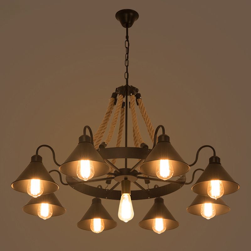 Jopabek Vintage Industrial Rope Chandelier Living Room