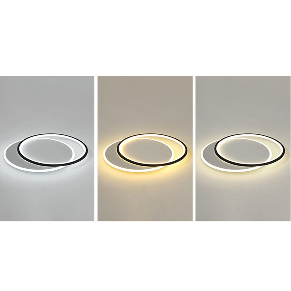 Mabugar Modern Square/ Round Flush Mount Ceiling Light, Black with White