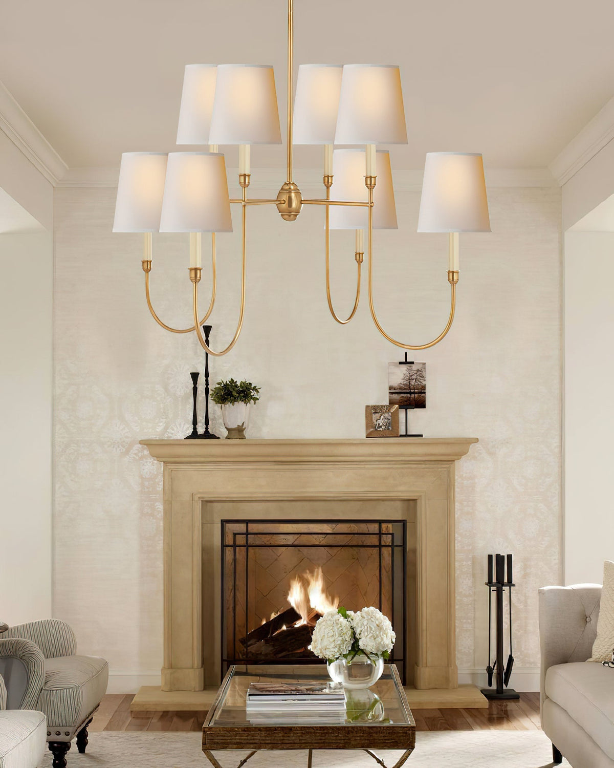 Orianine Chandelier Vendome Brass White Shade