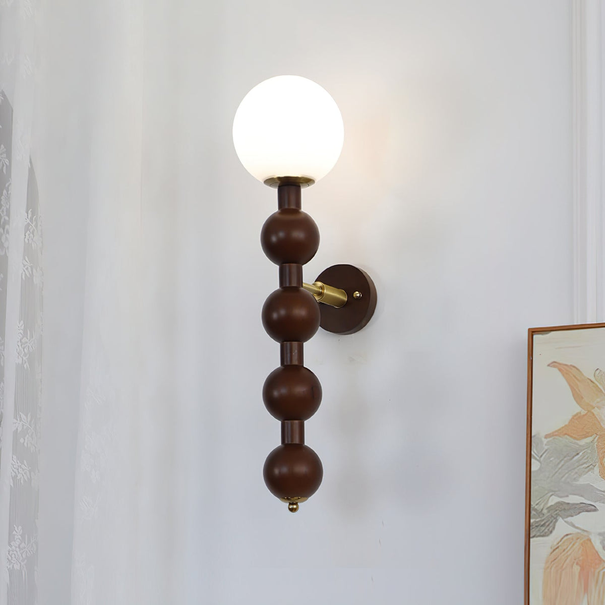Wall Lamp Gourd in Metal Wood and Glass Modern Style