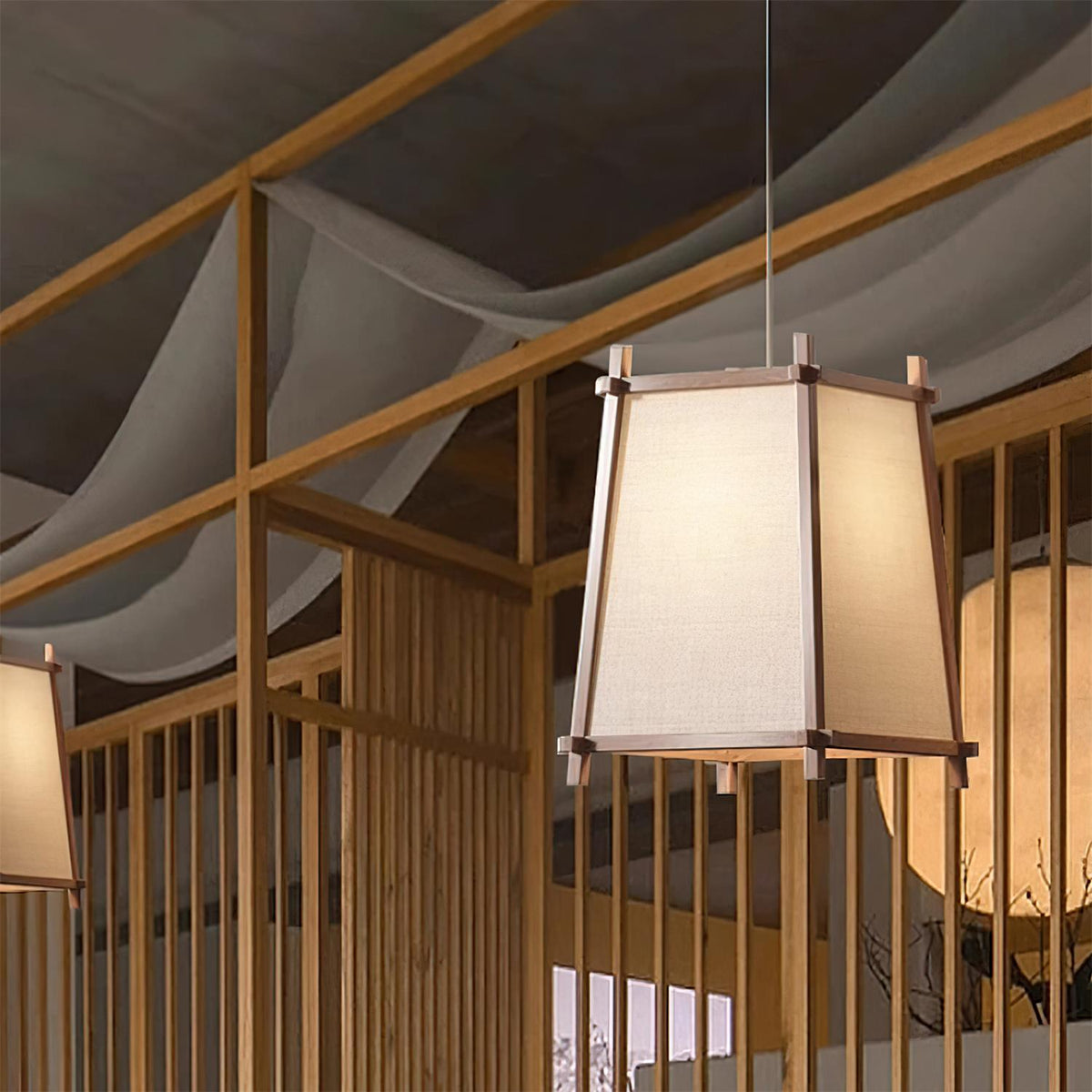 Ritta Pendant Light Fabric Geometric Frame