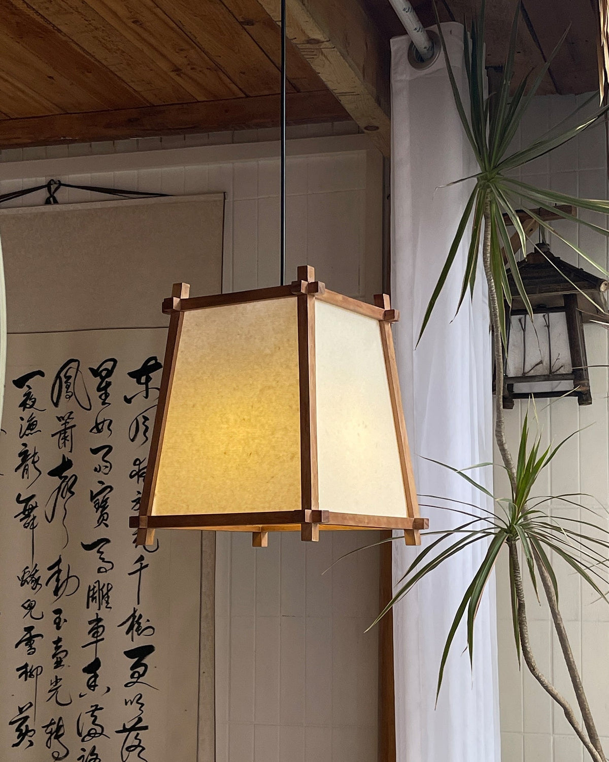 Ritta Pendant Light Fabric Geometric Frame