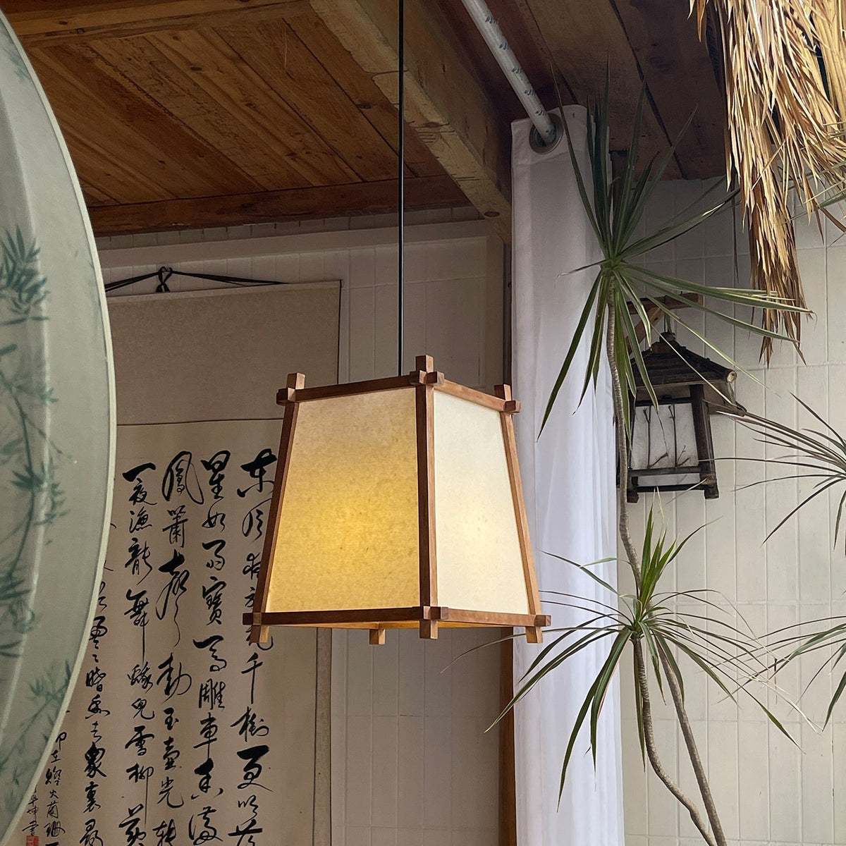 Ritta Pendant Light Fabric Geometric Frame
