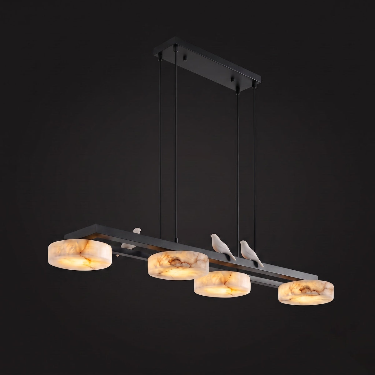 Havercombe Bird Alabaster Long Chandelier