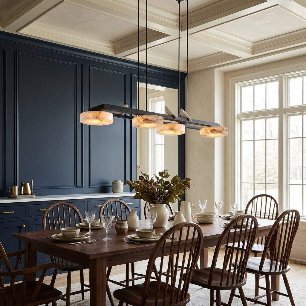 Havercombe Bird Alabaster Long Chandelier