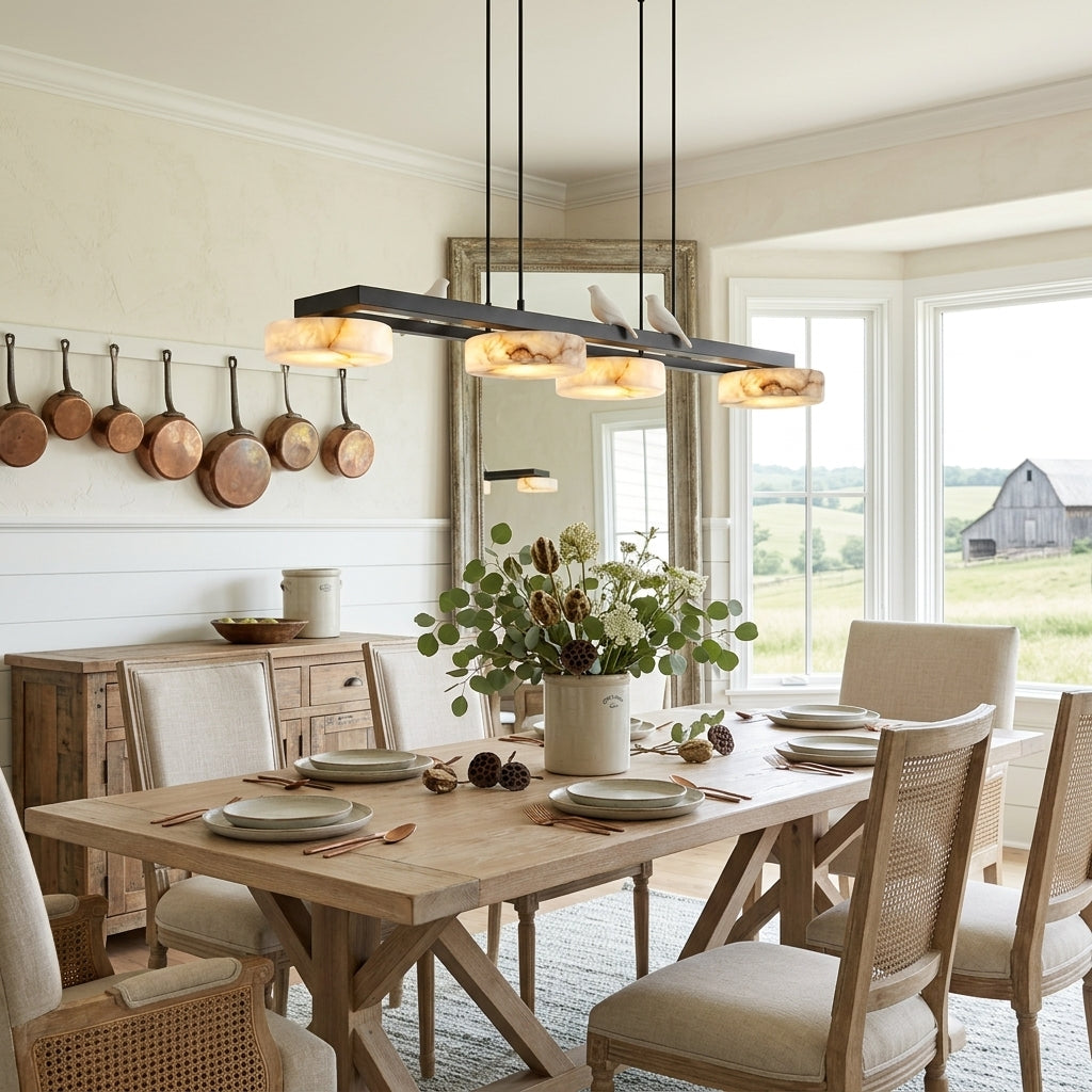 Havercombe Bird Alabaster Long Chandelier